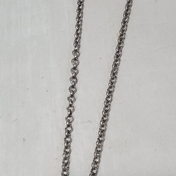 Banana Republic Silver Chain Pear Drop with Rhinestones Necklace: - Picture 4 of 7